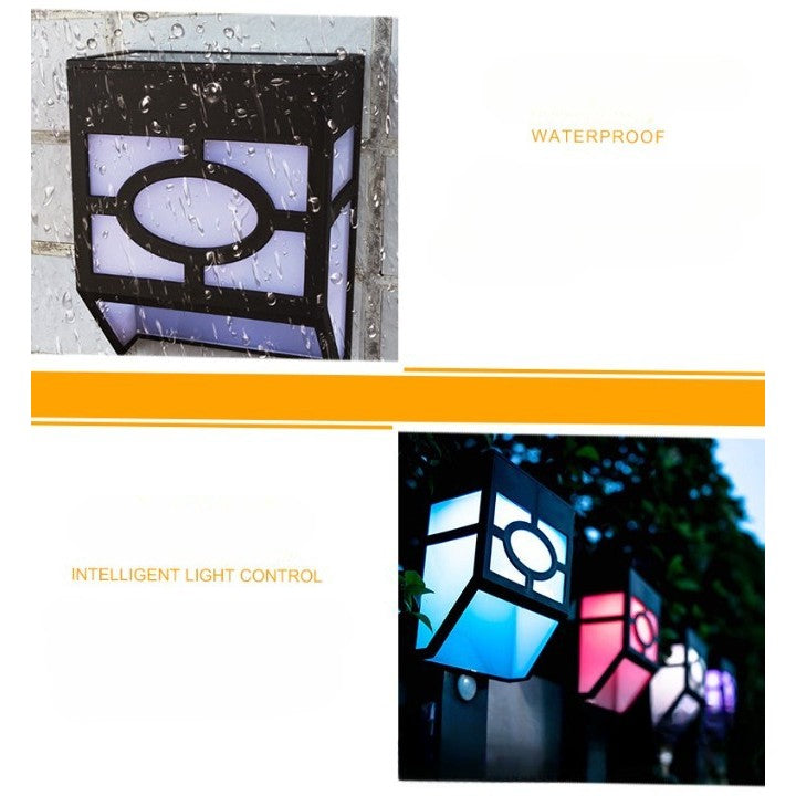 Lampa Solara Cu Senzor Geometric, Ip65, Lumina Colorata
