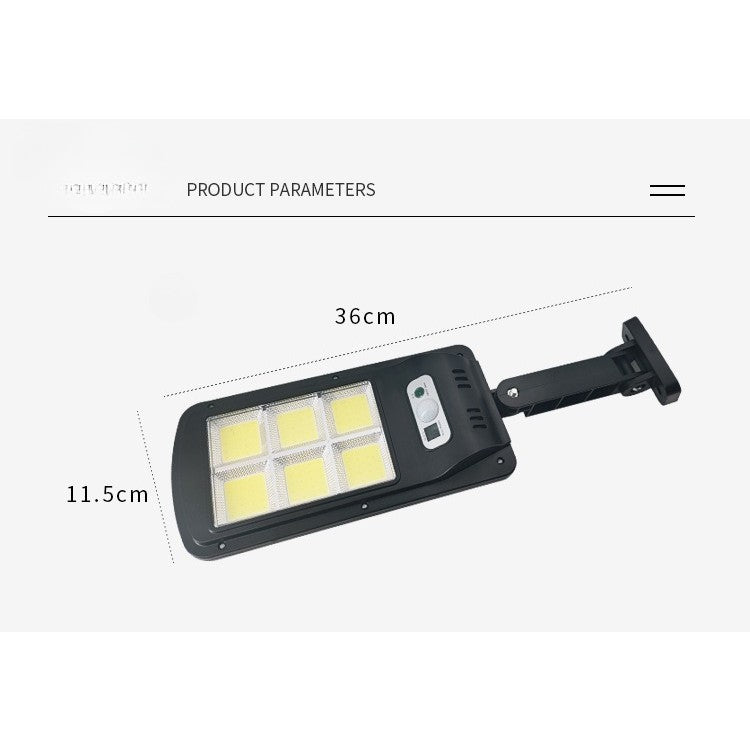 Lampa Solara De Exterior Led, 36 Cm X 11.5 Cm, 2880 Lumeni 120 Cob Led 24 W - Echivalent 192 W Bec Incadescent, Ip65, Senzor De Miscare, Senzor De Lumina, 6 Grile, Alb Rece - vivimall.ro