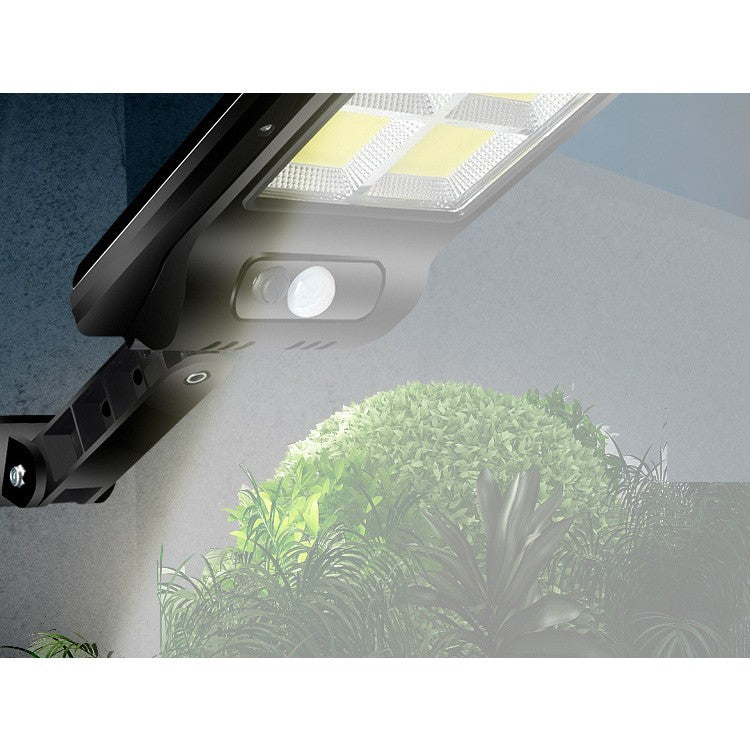 Lampa Solara De Exterior LED Vivimall, 36 cm x 11.5 cm, 2880 Lumeni 120 COB LED 24 W - echivalent 192 W bec incadescent, IP65, Senzor de Miscare, Senzor de Lumina, 6 Grile, Alb Rece