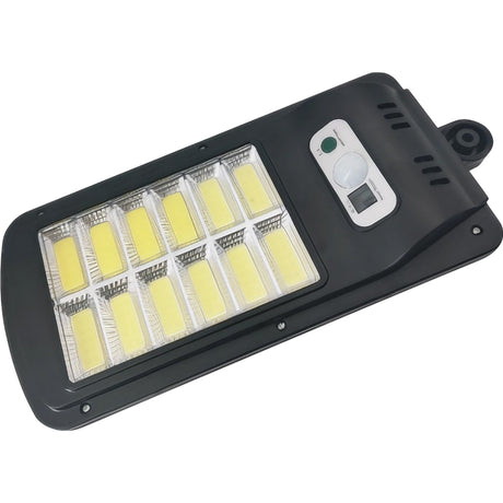 Lampa Solara De Exterior Led, 36 Cm X 11.5 Cm, Kit Montare Inclus, 2880 Lumeni 120 Cob Led 24 W - Echivalent 192 W Bec Incadescent, Ip65, Senzor De Miscare, 3 Moduri De Iluminare, Senzor De Lumina, 12 Grile, Alb Rece - vivimall.ro