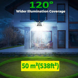 Lampa Solara De Exterior Led, 36 Cm X 11.5 Cm, 3072 Lumeni 128 Cob Led 25.6 W - Echivalent 205 W Bec Incadescent, Ip65, Senzor De Miscare, Senzor De Lumina, 4 Grile, Alb Rece - vivimall.ro