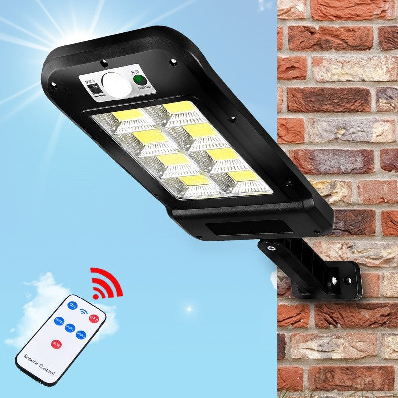 Lampa Solara De Exterior Led, 36 Cm X 11.5 Cm, 3072 Lumeni 128 Cob Led 25.6 W - Echivalent 205 W Bec Incadescent, Ip65, Senzor De Miscare, Senzor De Lumina, 4 Grile, Alb Rece - vivimall.ro
