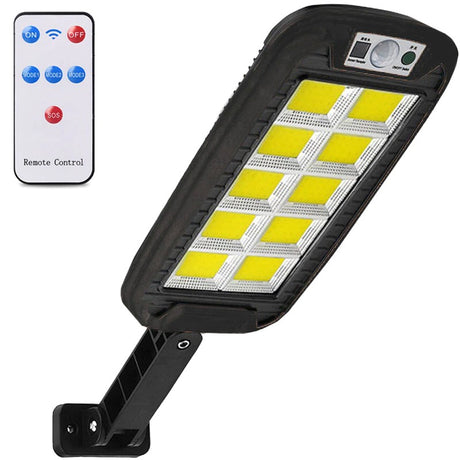 Lampa Solara De Exterior Led, 36 Cm X 11.5 Cm, Kit Montare Inclus, 2880 Lumeni 120 Cob Led 24 W - Echivalent 192 W Bec Incadescent, Ip65, Senzor De Miscare, 3 Moduri De Iluminare, Senzor De Lumina, 10 Grile, Alb Rece - vivimall.ro