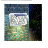 Lampa solara de perete Vivimall, 90 LED-uri SMD, senzor de miscare, IP65, 1200mAh, material ABS, lumina alb rece, alb