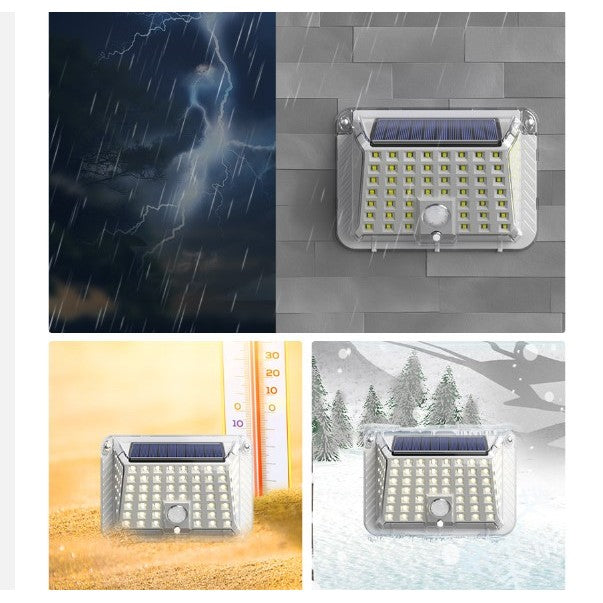 Lampa Solara De Perete, 90 Led-Uri Smd, Senzor De Miscare, Ip65, 1200Mah, Material Abs, Lumina Alb Rece, Alb - vivimall.ro