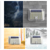 Lampa solara de perete Vivimall, 90 LED-uri SMD, senzor de miscare, IP65, 1200mAh, material ABS, lumina alb rece, alb
