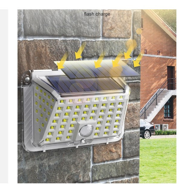 Lampa Solara De Perete, 90 Led-Uri Smd, Senzor De Miscare, Ip65, 1200Mah, Material Abs, Lumina Alb Rece, Alb - vivimall.ro