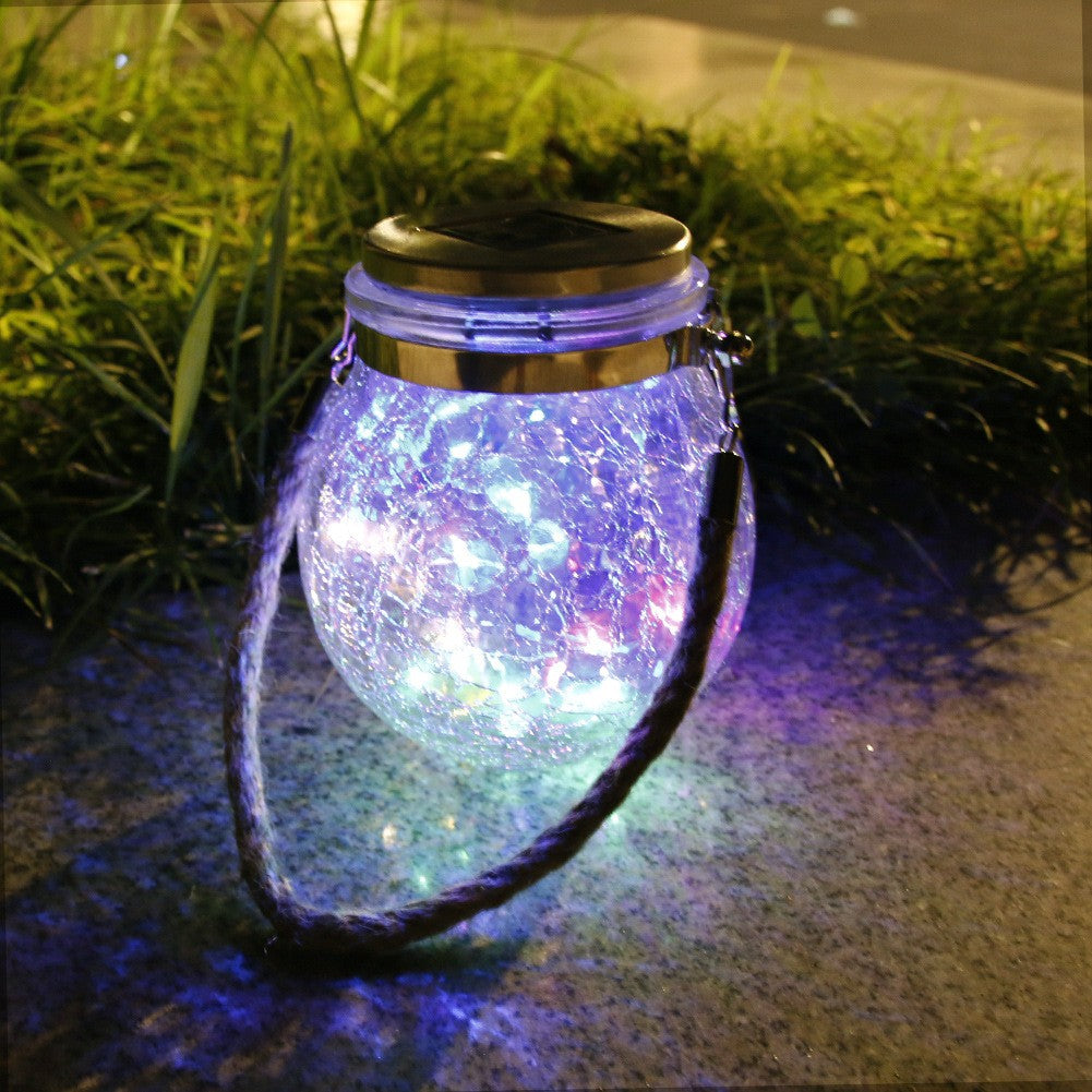 Lampa Solara Decorativa Pentru Exterior, Ip65, 20 Led-Uri, 600Mah, 14 X 12 Cm, Cu Agatatoare, Model Borcan Rotund, Multicolor - vivimall.ro