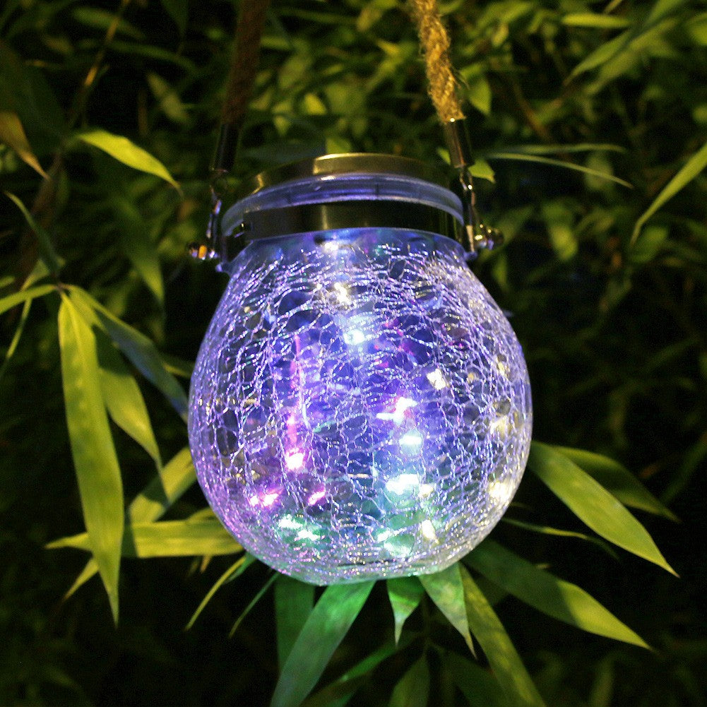 Lampa Solara Decorativa Pentru Exterior, Ip65, 20 Led-Uri, 600Mah, 14 X 12 Cm, Cu Agatatoare, Model Borcan Rotund, Multicolor - vivimall.ro