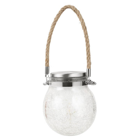 Lampa Solara Decorativa Pentru Exterior, Ip65, 20 Led-Uri, 600Mah, 14 X 12 Cm, Cu Agatatoare, Model Borcan Rotund, Alb Cald - vivimall.ro