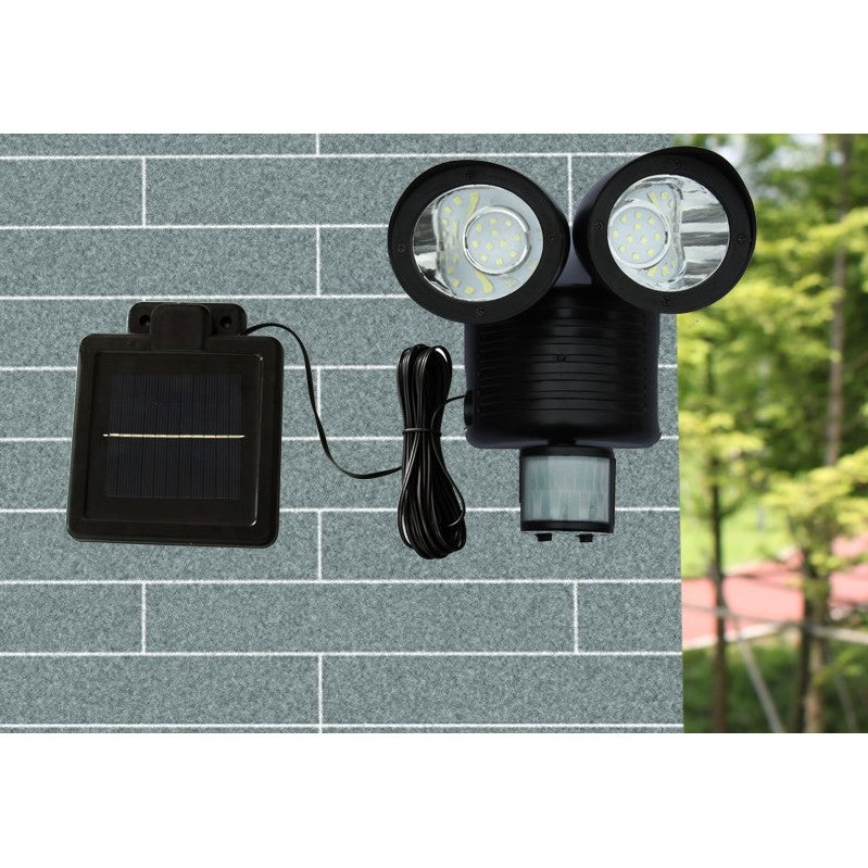 Lampa solara de tip decoratiune pentru gradina, Vivimall, model felinar dublu cu senzor de miscare, alb rece