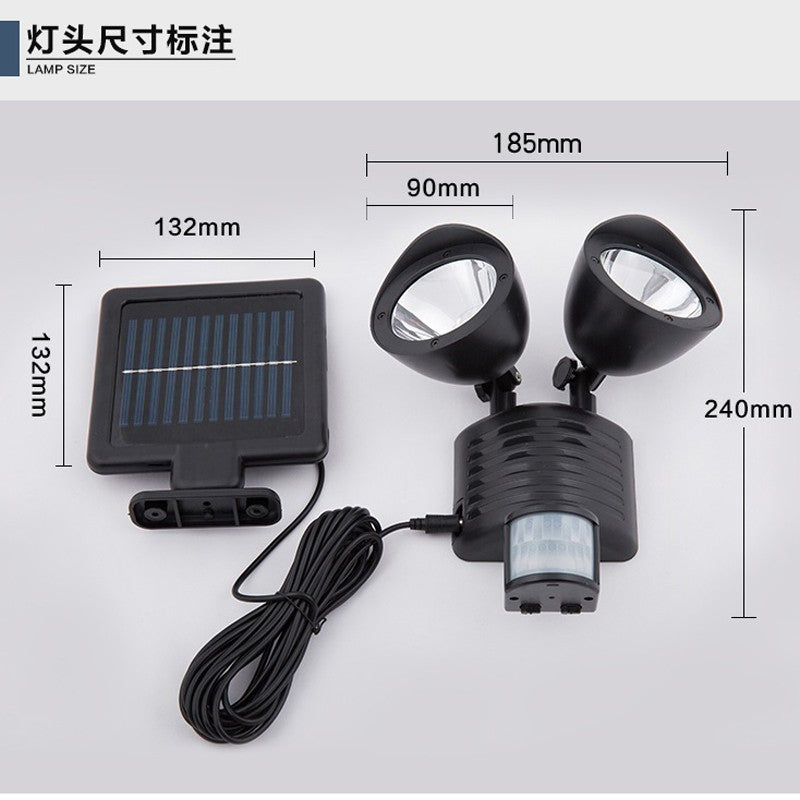 Lampa solara de tip decoratiune pentru gradina, Vivimall, model felinar dublu cu senzor de miscare, alb rece