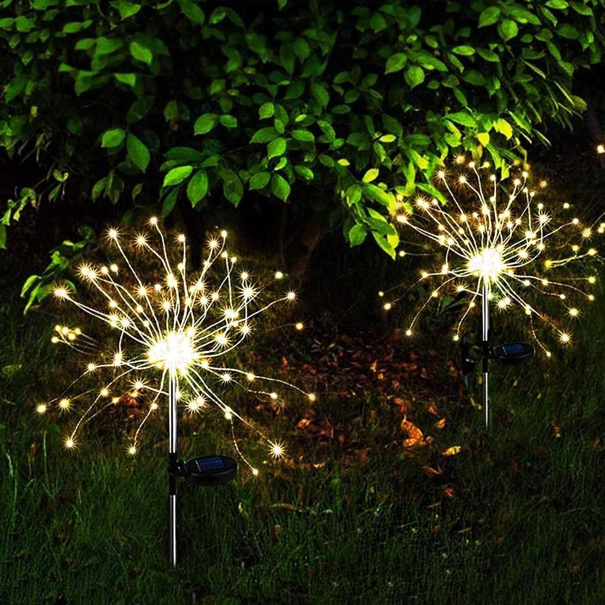 Lampa Solara, Flippy, Decor Gradina, Model Fireworks/Artificii, din Sarma de Cupru, 120 LED-uri, 55W, 90 cm, Alb Cald - vivimall.ro