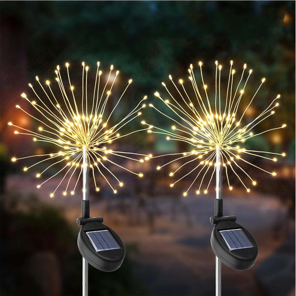 Lampa Solara, Flippy, Decor Gradina, Model Fireworks/Artificii, din Sarma de Cupru, 120 LED-uri, 55W, 90 cm, Alb Cald - vivimall.ro