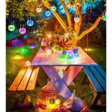 Lampa Solara Flippy, LED, Tip Candelabru Mic, Cu Bila Din Sticla Crapata, Exterioara, Impermeabila, Iluminare 6-12 H, Multicolor