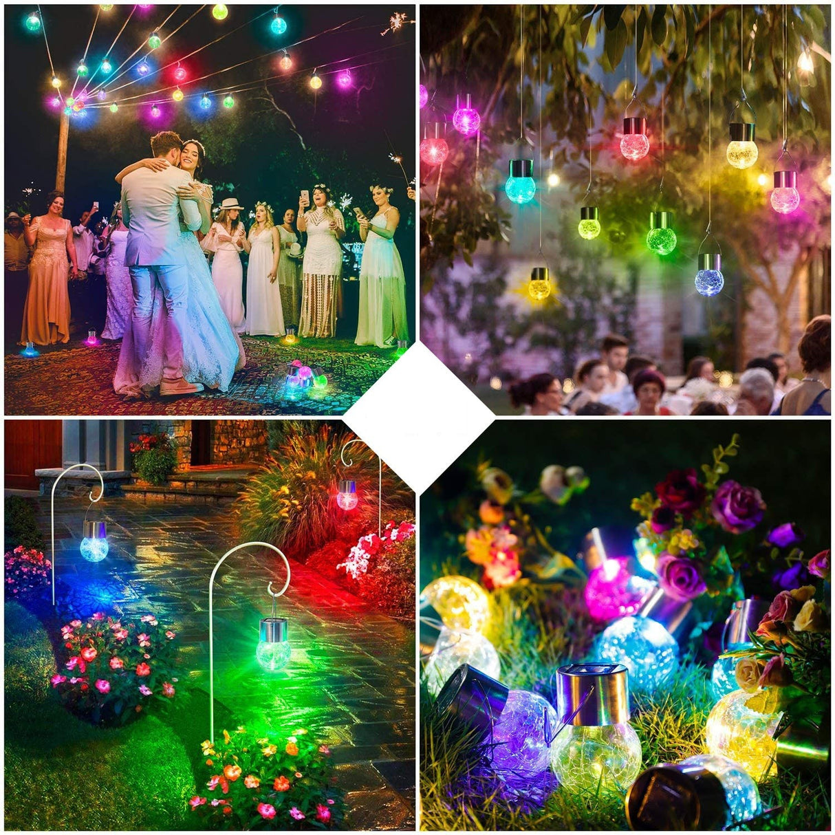 Lampa Solara Flippy, LED, Tip Candelabru Mic, Cu Bila Din Sticla Crapata, Exterioara, Impermeabila, Iluminare 6-12 H, Multicolor