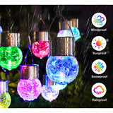 Lampa Solara Flippy, LED, Tip Candelabru Mic, Cu Bila Din Sticla Crapata, Exterioara, Impermeabila, Iluminare 6-12 H, Multicolor