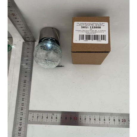 Lampa Solara Flippy, LED, Tip Candelabru Mic, Cu Bila Din Sticla Crapata, Exterioara, Impermeabila, Iluminare 6-12 H, Alb