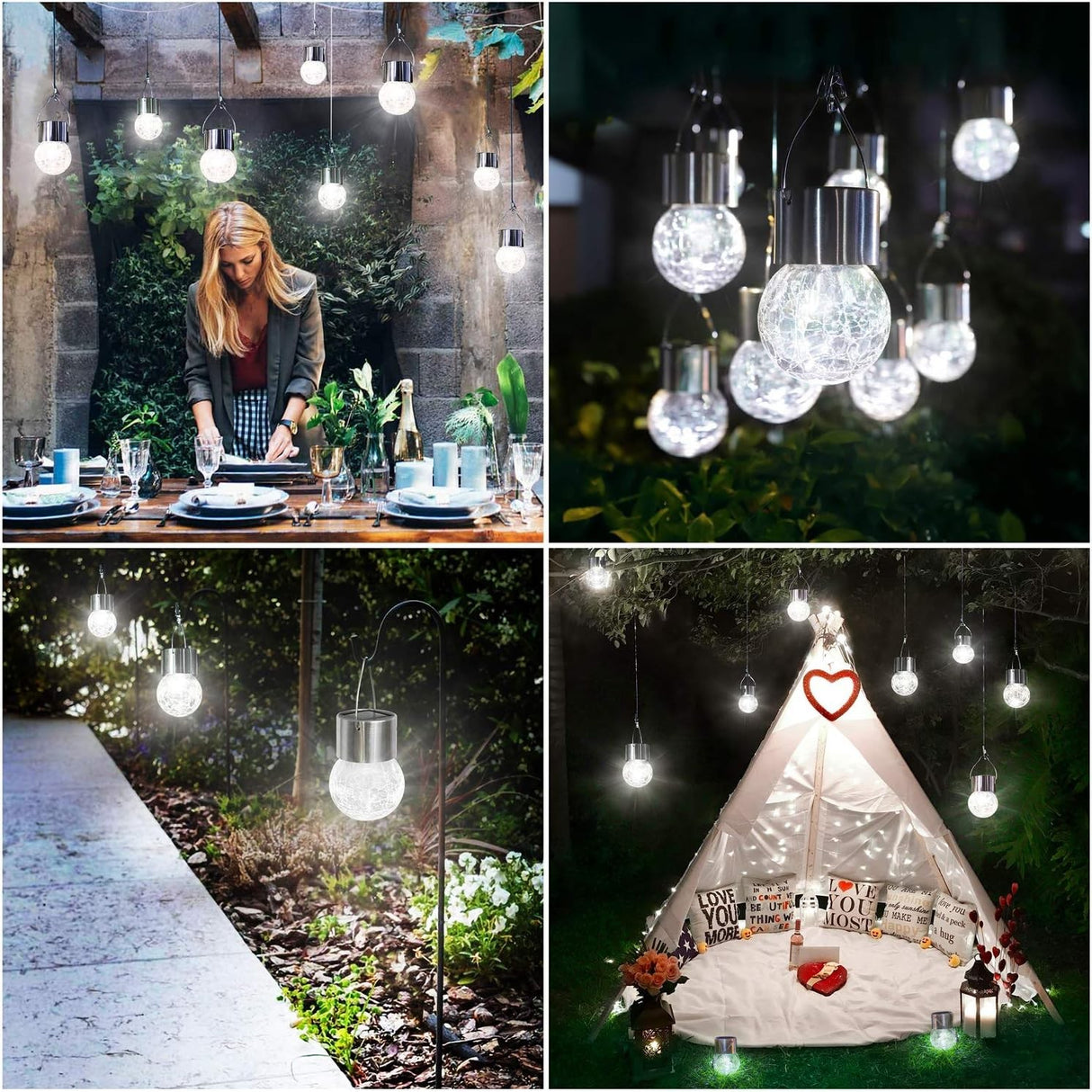 Lampa Solara, Led, Tip Candelabru Mic, Cu Bila Din Sticla Crapata, Exterioara, Impermeabila, Iluminare 6-12 H, Alb - vivimall.ro