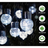 Lampa Solara Vivimall, LED, Tip Candelabru Mic, Cu Bila Din Sticla Crapata, Exterioara, Impermeabila, Iluminare 6-12 H, Alb