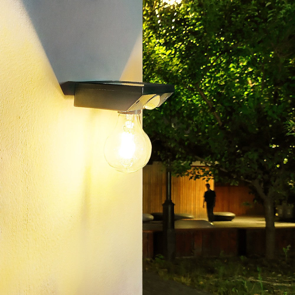 Lampa Solara, Pentru Exterior, Tip Bec, Rezistenta La Apa Ip65, Material Abs, Baterie 3.7V, 1200 Mah, 9.5 X 11 Cm, Autonomie 8 Ore, Senzor De Miscare, Alb Cald - vivimall.ro