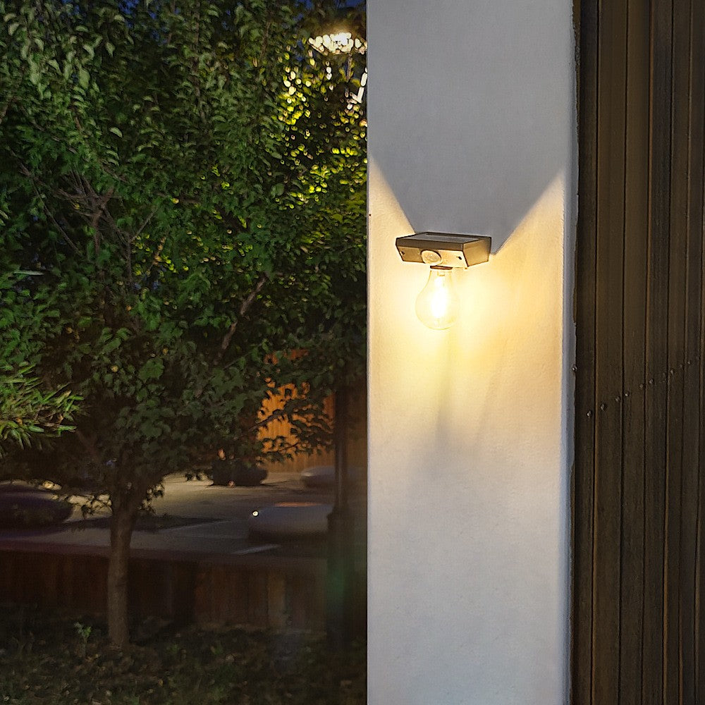Lampa Solara, Pentru Exterior, Tip Bec, Rezistenta La Apa Ip65, Material Abs, Baterie 3.7V, 1200 Mah, 9.5 X 11 Cm, Autonomie 8 Ore, Senzor De Miscare, Alb Cald - vivimall.ro
