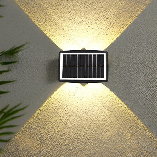 Lampa Solara Led Bidirectionala Dreptunghiulara Pentru Perete, 20.5X10 Cm, 6 Led-Uri, 5.5V, Abs, 500Mah, Rezistent La Apa Ip65, Alb Cald - vivimall.ro