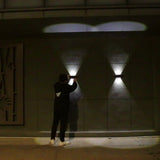 Lampa solara LED bidirectionala Vivimall, cu panou ajustabil, comutator culoare lumina, pentru perete, scari, gradina, terasa, 16 x 6.5 cm, 6 LED-uri, material ABS, baterie 3.7 V, 1200mah, multicolor