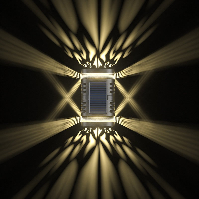 Lampa solara LED decorativa cu lumina bidirectionala Vivimall,  IP65, 1.2V, 600mah, 15.1 x 9 x 6 cm, material ABS, alb cald