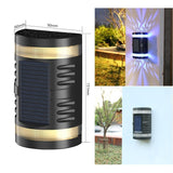 Lampă solară decorativă aprinsă noaptea în grădină, efect lumină bidirecțională multicolor