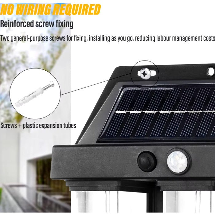 Lampa Solara Led Decorativa De Perete, Pentru Exterior, Suspendata, 800Mah, 15X13X6 Cm, Neagra - vivimall.ro