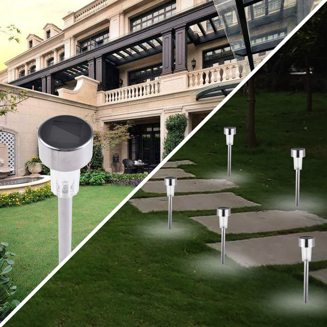 Lampa Solara Led Decorativa Pentru Gradina, Argintie, Lumina Alb Rece - vivimall.ro
