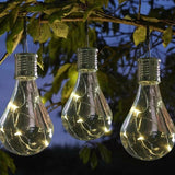 Lampa Solara LED Decorativa sub forma de Bulb, pentru exterior, suspendata, IP65, Ultron Transparent, lumina calda, Vivimall