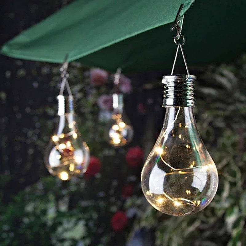 Lampa Solara Led Decorativa Sub Forma De Bulb, Pentru Exterior, Suspendata, Ip65, Ultron Transparent, Lumina Calda - vivimall.ro