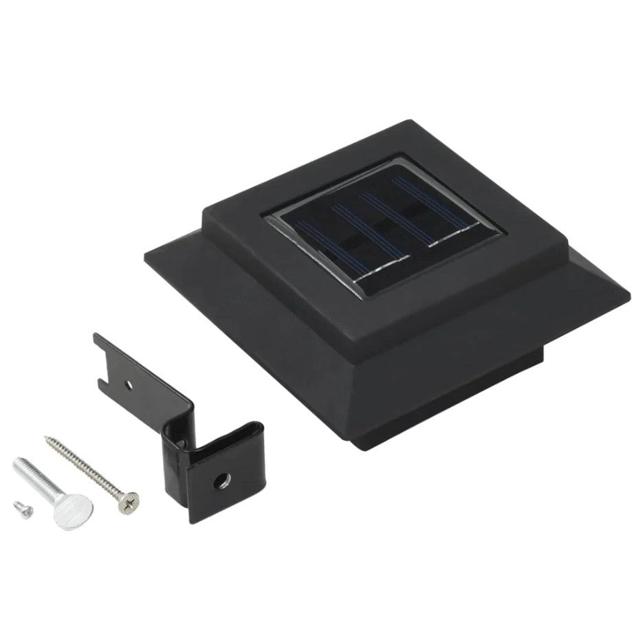 Lampa solara LED pentru gradina/scari/balustrade Flippy, 3.7V, ABS, 1200mAh, 12 x 6 cm, 12 LED-uri SMD, lumina alb cald, carcasa neagra