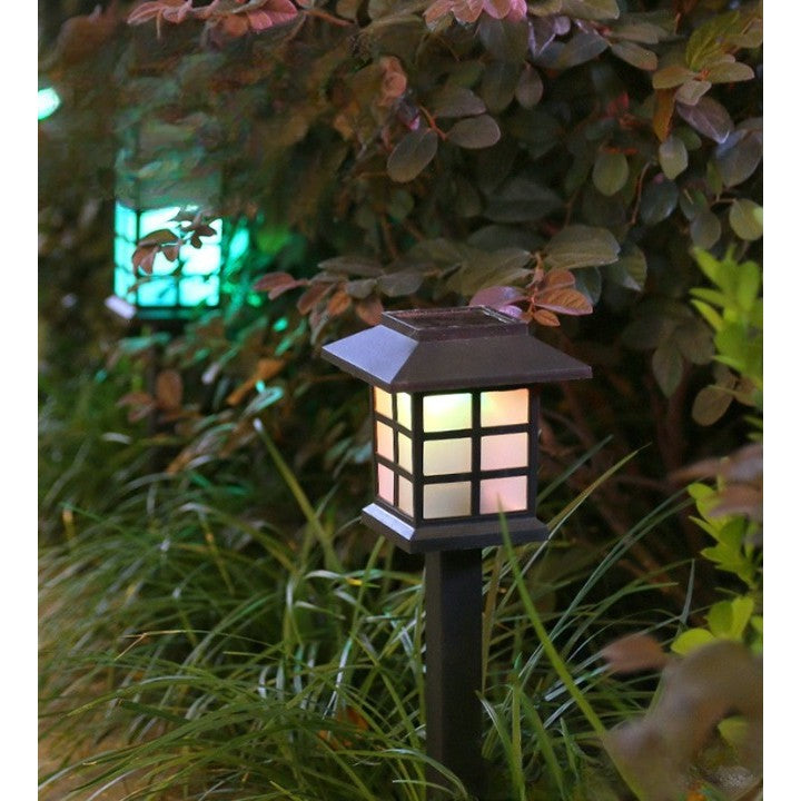 Set 2 Lampa solara Led pentru gradina, Tip felinar, Flippy, Alb cald