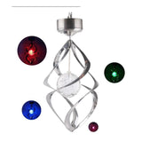 Lampa solara LED RGB spirala pentru gradina/terasa Vivimall, se roteste de la vant, 35 x 5.5 cm, rezistenta la apa, 2V, 600 mAh, multicolor