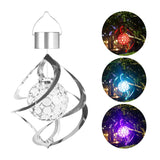 Lampa solara LED RGB spirala pentru gradina/terasa Flippy, se roteste de la vant, 35 x 5.5 cm, rezistenta la apa, tip glob de cristal, 2V, 600 mAh, multicolor