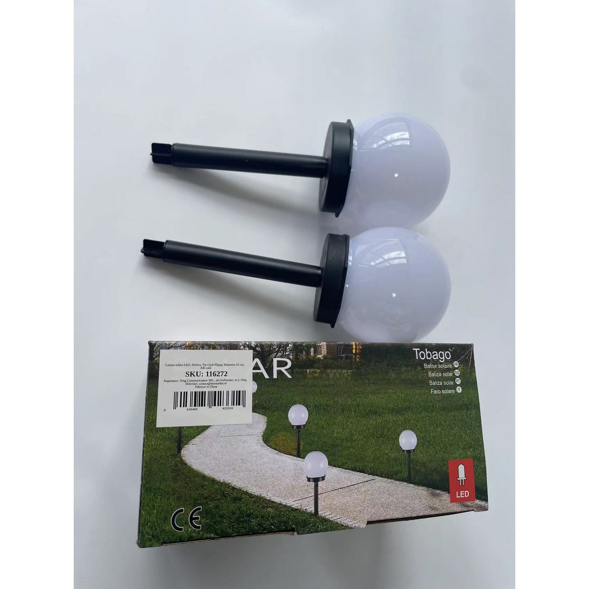 Lampa Solara Led, Sferica, Tip Glob, Diametru 10 Cm, Alb Cald