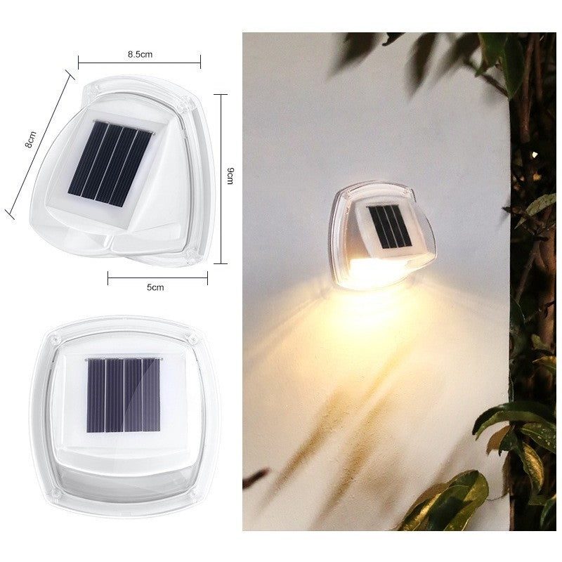 Lampa Solara Led Tip Aplica Pentru Perete, 8.5 X 9 Cm, 2V, Abs, 600Mah, Rezistent La Apa, Material Abs, 8 Led-Uri, Alb Cald - vivimall.ro