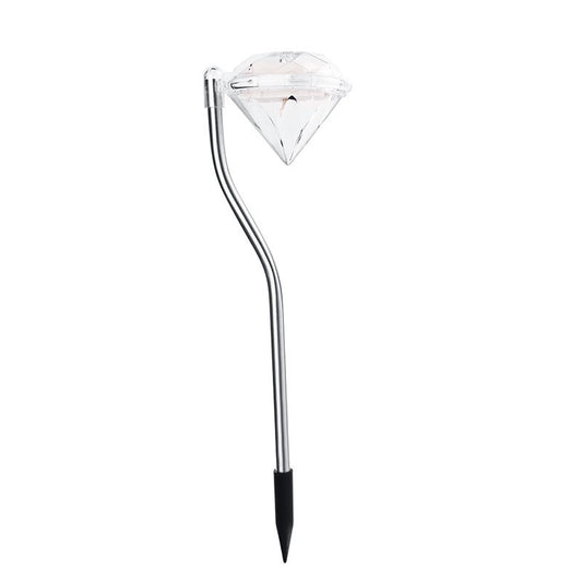 Lampa solara LED tip Diamant pentru gradina Vivimall, inaltime 30 cm, 2V, ABS, 600mAh, alb rece