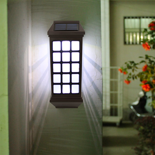 Lampa Solara Led Tip Felinar Pentru Perete, 23 X 9 Cm, 1.2V, Abs, 600Mah, Rezistent La Apa, Alb Rece - vivimall.ro