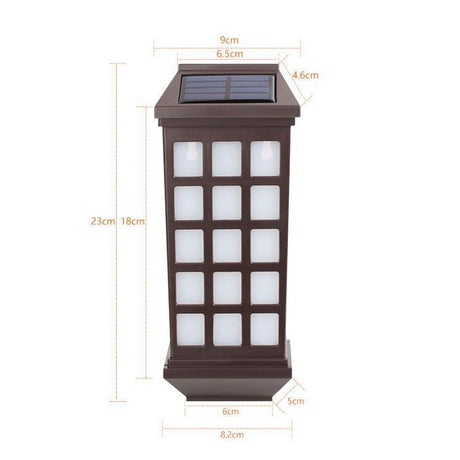 Lampa solara LED tip Felinar pentru perete Flippy, Set din 2 Buc, 23 x 9 cm, 1.2V, ABS, 600mAh, Rezistent la Apa, Tip lumina alb cald, Maro