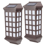 Lampa solara LED tip Felinar pentru perete Flippy, Set din 2 Buc, 23 x 9 cm, 1.2V, ABS, 600mAh, Rezistent la Apa, Tip lumina alb cald, Maro