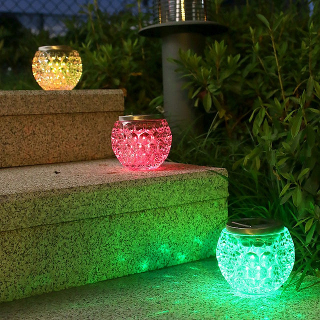 Lampa Solara Led Tip Glob Cristal Pentru Gradina/Trepte/Terasa, Rezistent La Apa Ip65, 10 X 9.5 Cm, 1.2V, Abs, 600Mah, Multicolor - vivimall.ro