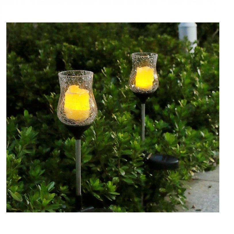 Lampa Solara Led Tip Lalea Pentru Gradina, Inaltime 55 Cm, Material Sticla Si Abs, 2V, Abs, 600Mah, Alb Cald - vivimall.ro