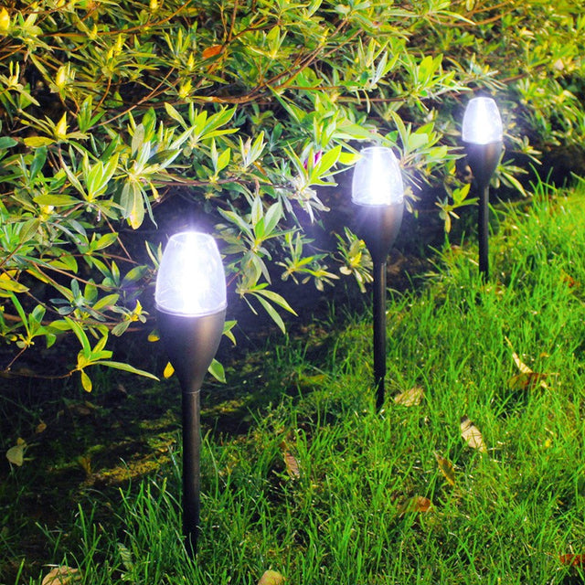 Lampa Solara Led Tip Pahar De Vin Pentru Gradina, Inaltime 37.5 Cm, Efect De Flacara, Material Pvc Si Abs, 2V, 200Mah, Alb Rece - vivimall.ro