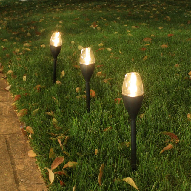 Lampa Solara Led Tip Pahar De Vin Pentru Gradina, Inaltime 37.5 Cm, Efect De Flacara, Material Pvc Si Abs, 2V, 200Mah, Alb Cald - vivimall.ro