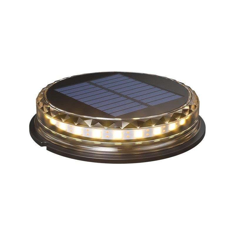 Lampa Solara Led Tip Spot Pentru Gradina, 8 Led-Uri, Material Abs Si Policarbonat, Baterie 1.2V, 600Mah, 12 X 13.5 Cm, Alb Cald - vivimall.ro