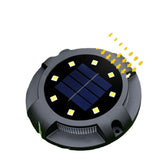 Lampa solara LED tip spot pentru gradina Vivimall, cu 4 leduri laterale multicolore si 8 leduri principale alb rece, IP65, material ABS, baterie 2V, 700 mah, 11x13.5 cm, multicolor - vivimall.ro